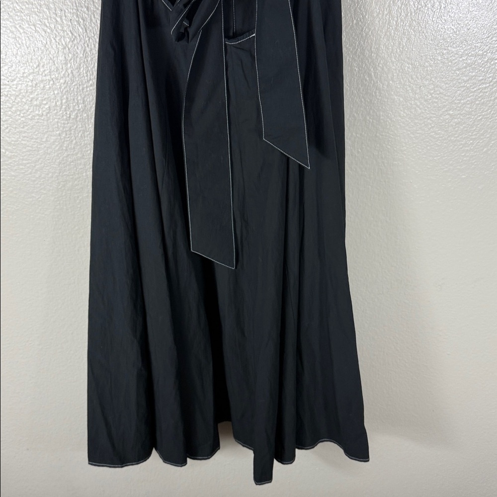 Ciao Lucia Deia Black Cotton Tie Back Midi Dress - Picture 8 of 11